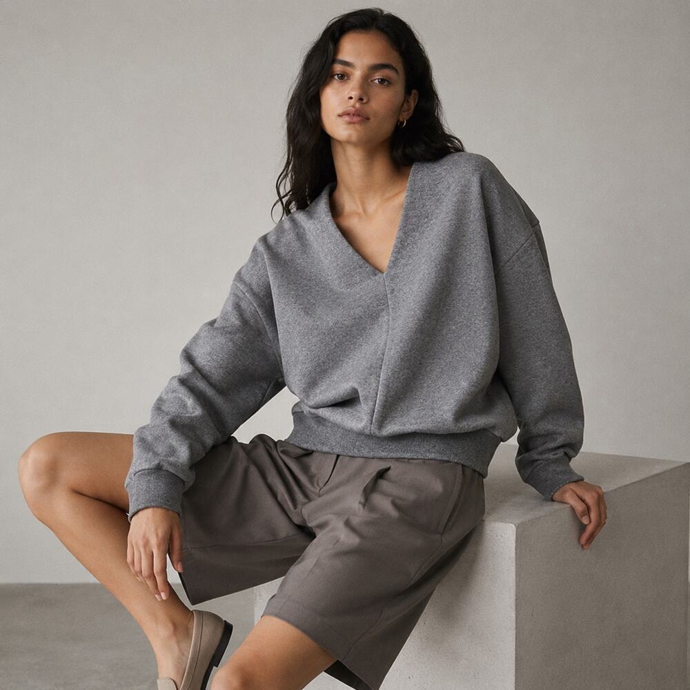 A.Emery Willis Sweatshirt Womens L Gray Knit Relaxed Pullover Designer Casual